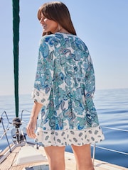 Sosandar Blue Paisley Print Ladder Detail Beach Dress - Image 5 of 5