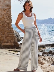 Sosandar Black Stripe Wide Leg Trousers - Image 2 of 5