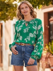 Sosandar Bluse mit Paisley-Print und Bindedetail - Bild 4 von 5