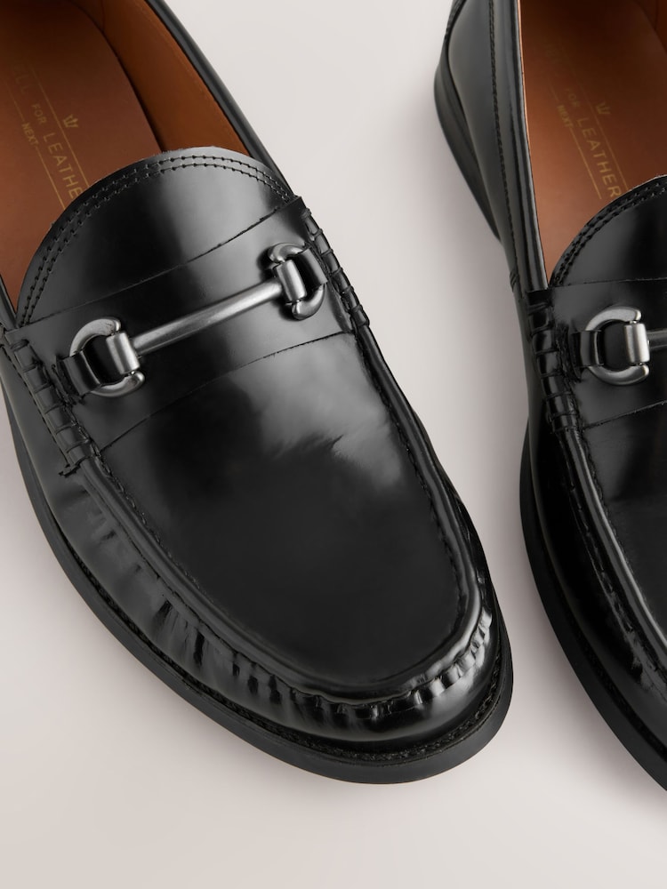 Black Penny Loafers With Snaffle Trim - Image 6 of 6