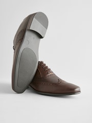 Brown Embossed Oxford Wingcap Brogue Shoes - Image 3 of 7
