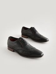 Black Embossed Oxford Wingcap Brogue Shoes - Image 1 of 6