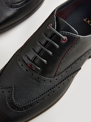 Black Embossed Oxford Wingcap Brogue Shoes - Image 5 of 6