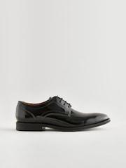 Black High-Shine Square Toe Derby Shoes - Image 3 of 7
