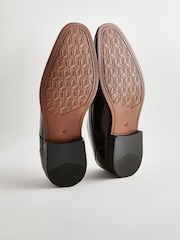 Black High-Shine Square Toe Derby Shoes - Image 4 of 7