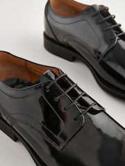 Black High-Shine Square Toe Derby Shoes - Image 6 of 7