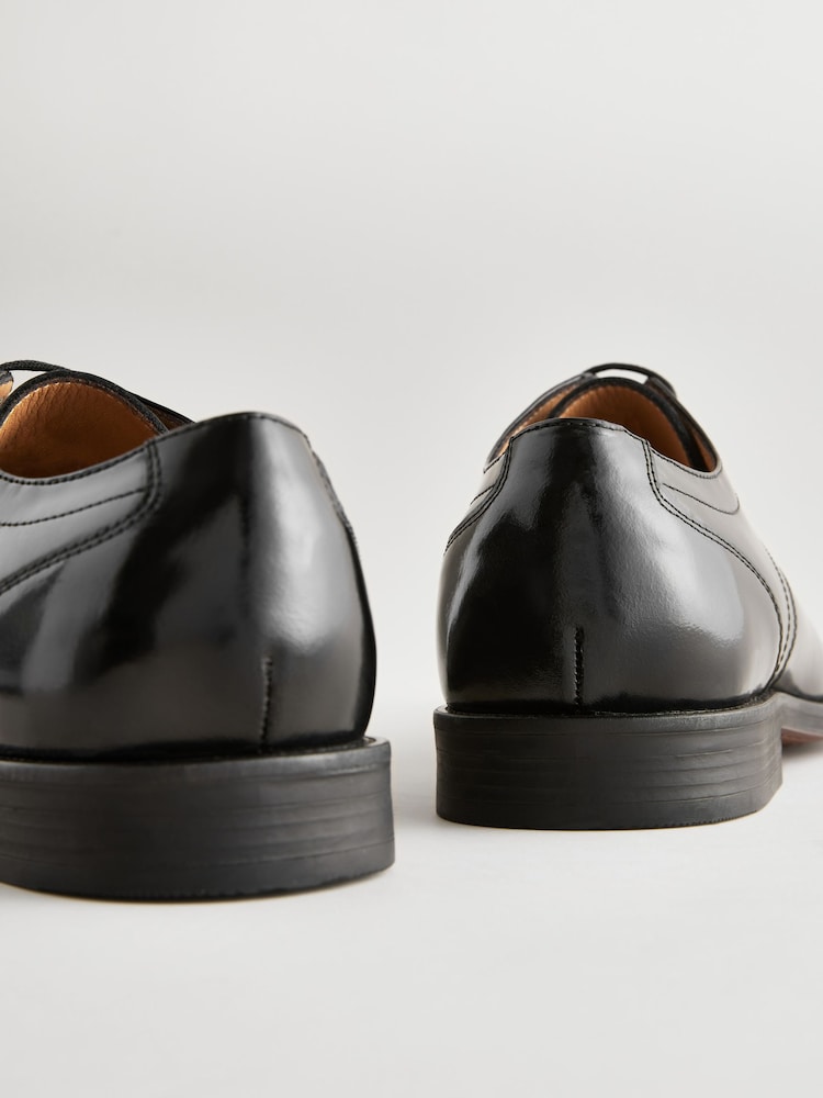 Black High-Shine Square Toe Derby Shoes - Image 7 of 7