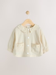 Cream Denim Embroidered Collar 100% Cotton Jacket (0mths-2yrs) - Image 1 of 11