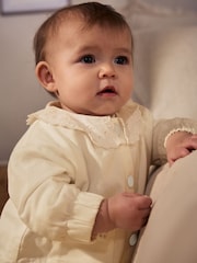 Cream Denim Embroidered Collar 100% Cotton Jacket (0mths-2yrs) - Image 7 of 11