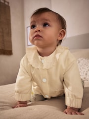 Cream Denim Embroidered Collar 100% Cotton Jacket (0mths-2yrs) - Image 8 of 11