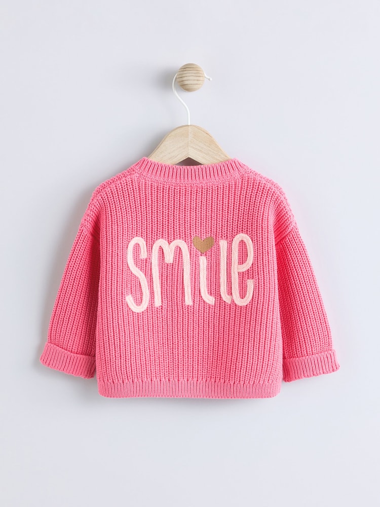 Pink/Smiley-Druck - Bestickte Baby-Strickjacke (0 M.–2 J.) - Bild 1 von 11 Pink/Smiley-Druck - Bestickte Baby-Strickjacke (0 M.–2 J.) - Bild 1 von 11