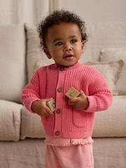 Pink Smile Button Cardigan (0mths-2yrs) - Image 2 of 11