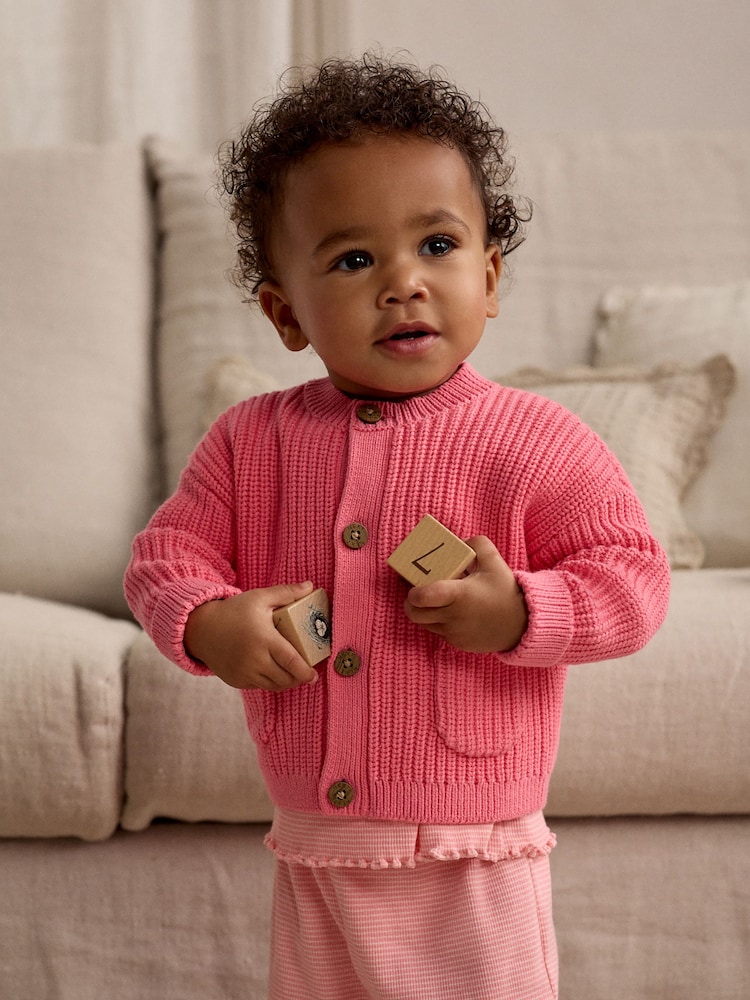 Pink Smile Button Cardigan (0mths-2yrs) - Image 2 of 11