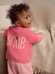 Pink Smile Button Cardigan (0mths-2yrs) - Image 4 of 11