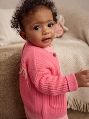 Pink Smile Button Cardigan (0mths-2yrs) - Image 5 of 11
