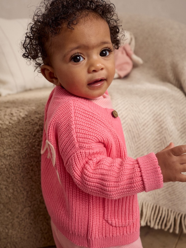 Pink Smile Button Cardigan (0mths-2yrs) - Image 5 of 11