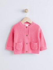 Pink Smile Button Cardigan (0mths-2yrs) - Image 6 of 11