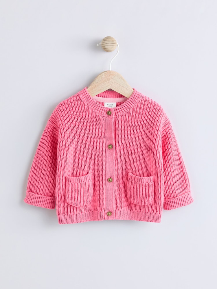 Pink Smile Button Cardigan (0mths-2yrs) - Image 6 of 11