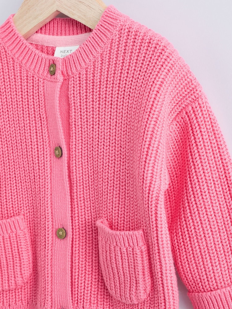 Pink Smile Button Cardigan (0mths-2yrs) - Image 7 of 11