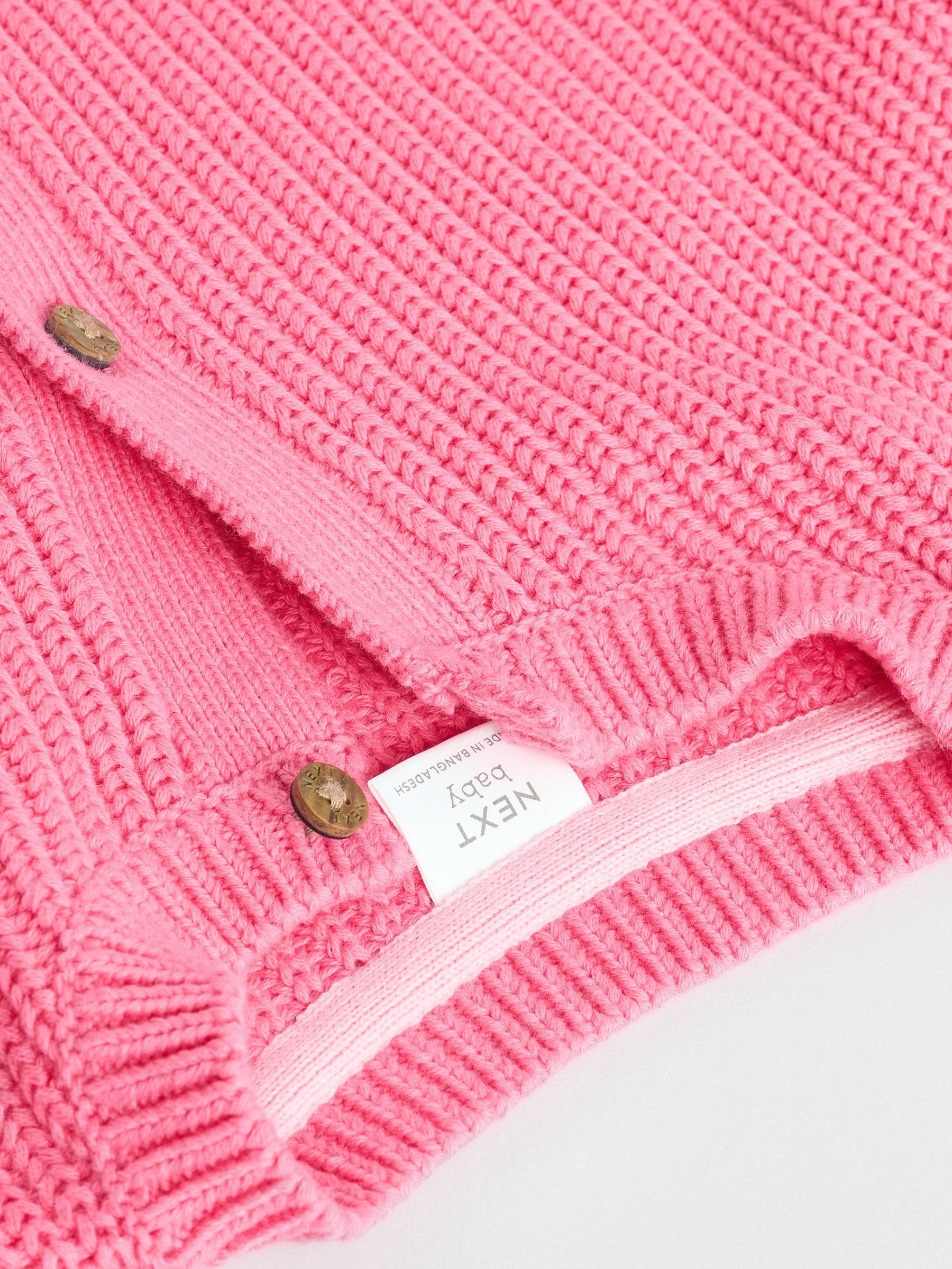 Crew neck cardigan with rhinestone logo - Fuchsia | Benetton