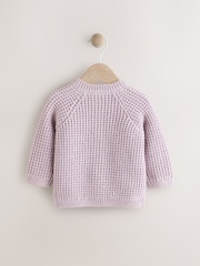 Purple and Apricot Flower Baby Button Cardigan (0mths-2yrs) - Image 2 of 7