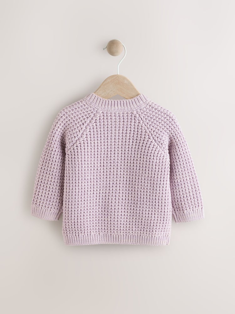Purple and Apricot Flower Baby Button Cardigan (0mths-2yrs) - Image 2 of 7