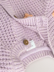 Purple and Apricot Flower Baby Button Cardigan (0mths-2yrs) - Image 4 of 7