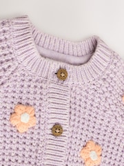 Purple and Apricot Flower Baby Button Cardigan (0mths-2yrs) - Image 5 of 7