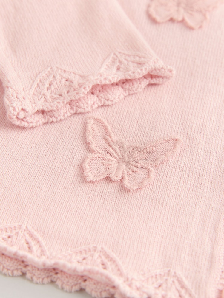 Butterfly Embroidered Pink Knitted Baby Cardigan (0mths-2yrs) - Image 6 of 6 Butterfly Embroidered Pink Knitted Baby Cardigan (0mths-2yrs) - Image 6 of 6