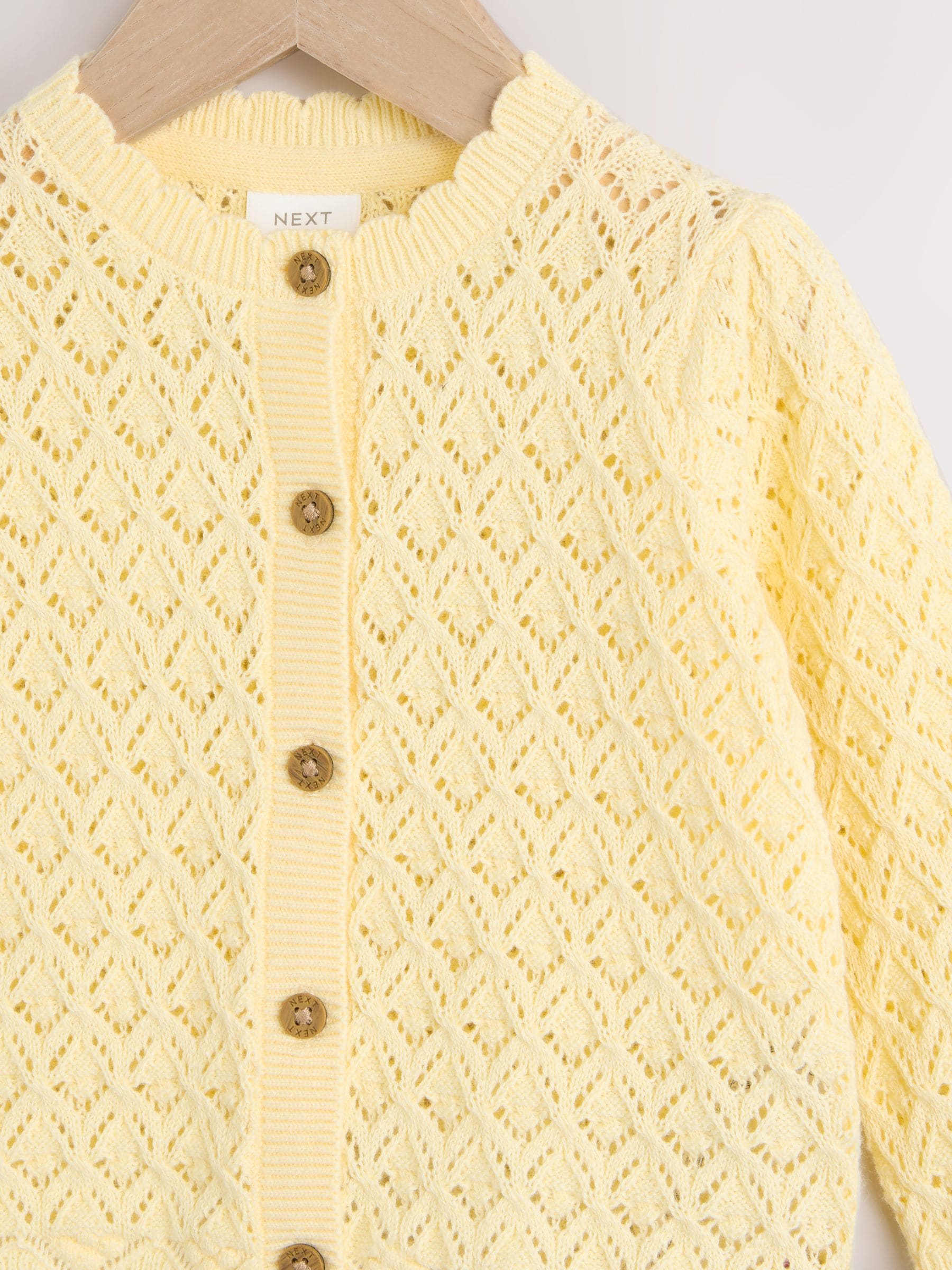 Buy Yellow Baby Knitted 100% Cotton Cardigan (0mths-2yrs