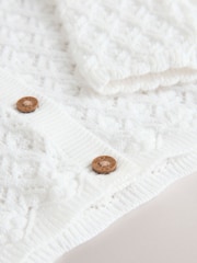 White Pointelle Baby Knitted 100% Cotton Cardigan (0mths-2yrs) - Image 4 of 6