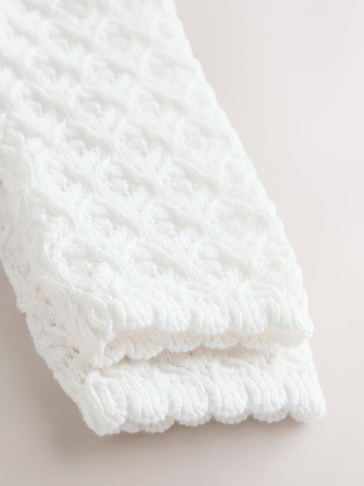 White Pointelle Baby Knitted 100% Cotton Cardigan (0mths-2yrs) - Image 6 of 6