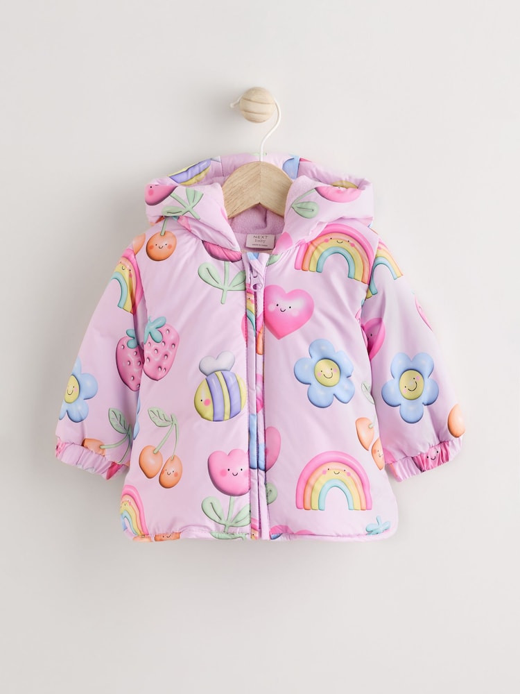 Pink Printed Baby Puffer Coat (0mths-2yrs) - Image 1 of 8