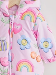 Pink Printed Baby Puffer Coat (0mths-2yrs) - Image 3 of 8