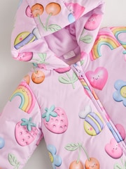 Pink Printed Baby Puffer Coat (0mths-2yrs) - Image 4 of 8