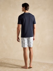 Crema y azul marino - Joules Harford Nightwear Set With Packable Travel Bag - Imagen 2 de 7