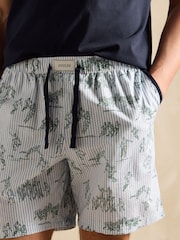 Crema y azul marino - Joules Harford Nightwear Set With Packable Travel Bag - Imagen 4 de 7