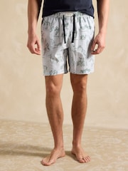 Crema y azul marino - Joules Harford Nightwear Set With Packable Travel Bag - Imagen 6 de 7