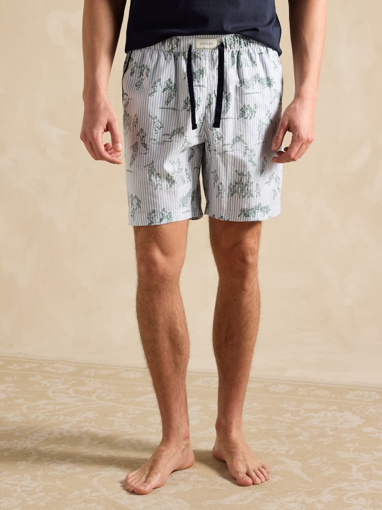 Joules Harford Cream & Navy Short Sleeve Top & Pyjama Set With Packable Travel Bag - Image 6 of 7