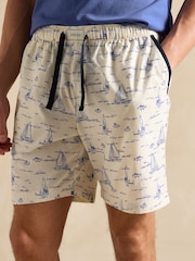 Joules Harford Blue Toile de Jouy Nightwear Set With Packable Travel Bag - Image 5 of 8