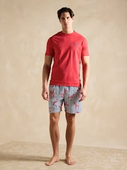 Joules Harford Red Nightwear Set With Packable Travel Bag - Image 1 of 8