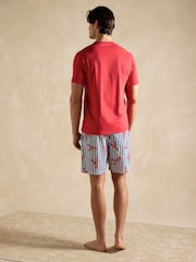 Joules Harford Red Nightwear Set With Packable Travel Bag - Image 2 of 8