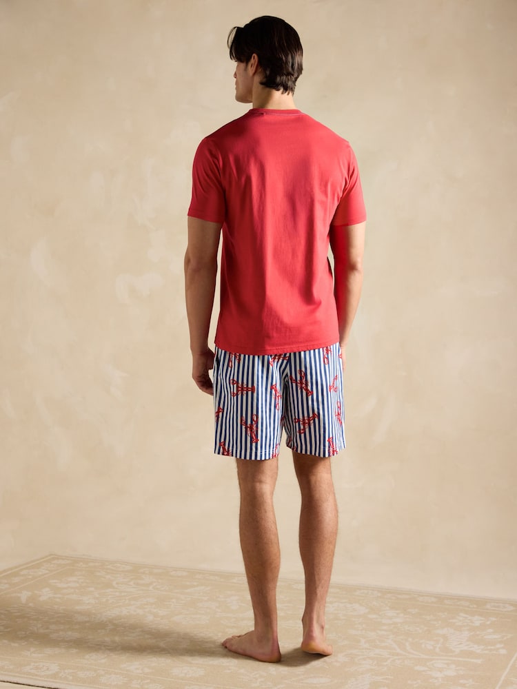 Joules Harford Red Nightwear Set With Packable Travel Bag - Image 2 of 8