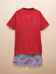 Joules Harford Red Nightwear Set With Packable Travel Bag - Image 7 of 8