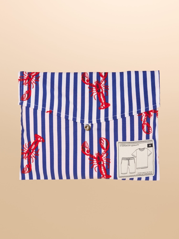 Joules Harford Red Nightwear Set With Packable Travel Bag - Image 8 of 8