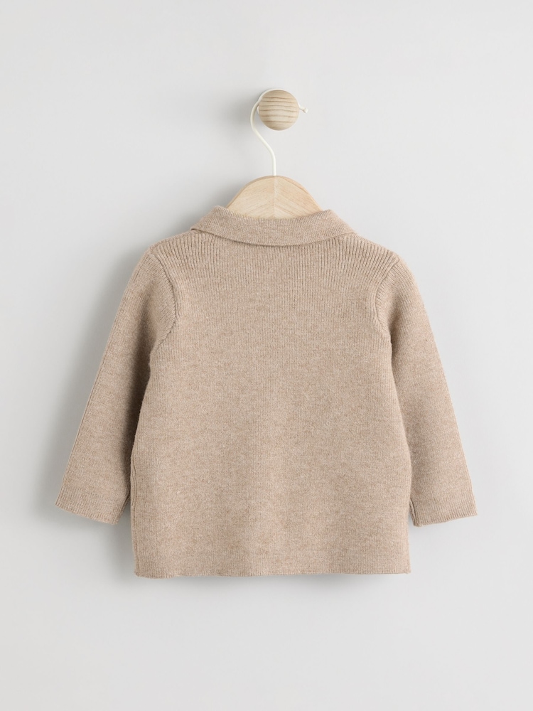 Tan Brown Baby Zip Front Knitted Shaket Cardigan (0mths-2yrs) - Image 2 of 6