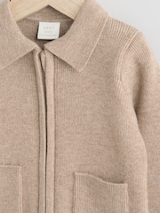Tan Brown Baby Zip Front Knitted Shaket Cardigan (0mths-2yrs) - Image 3 of 6