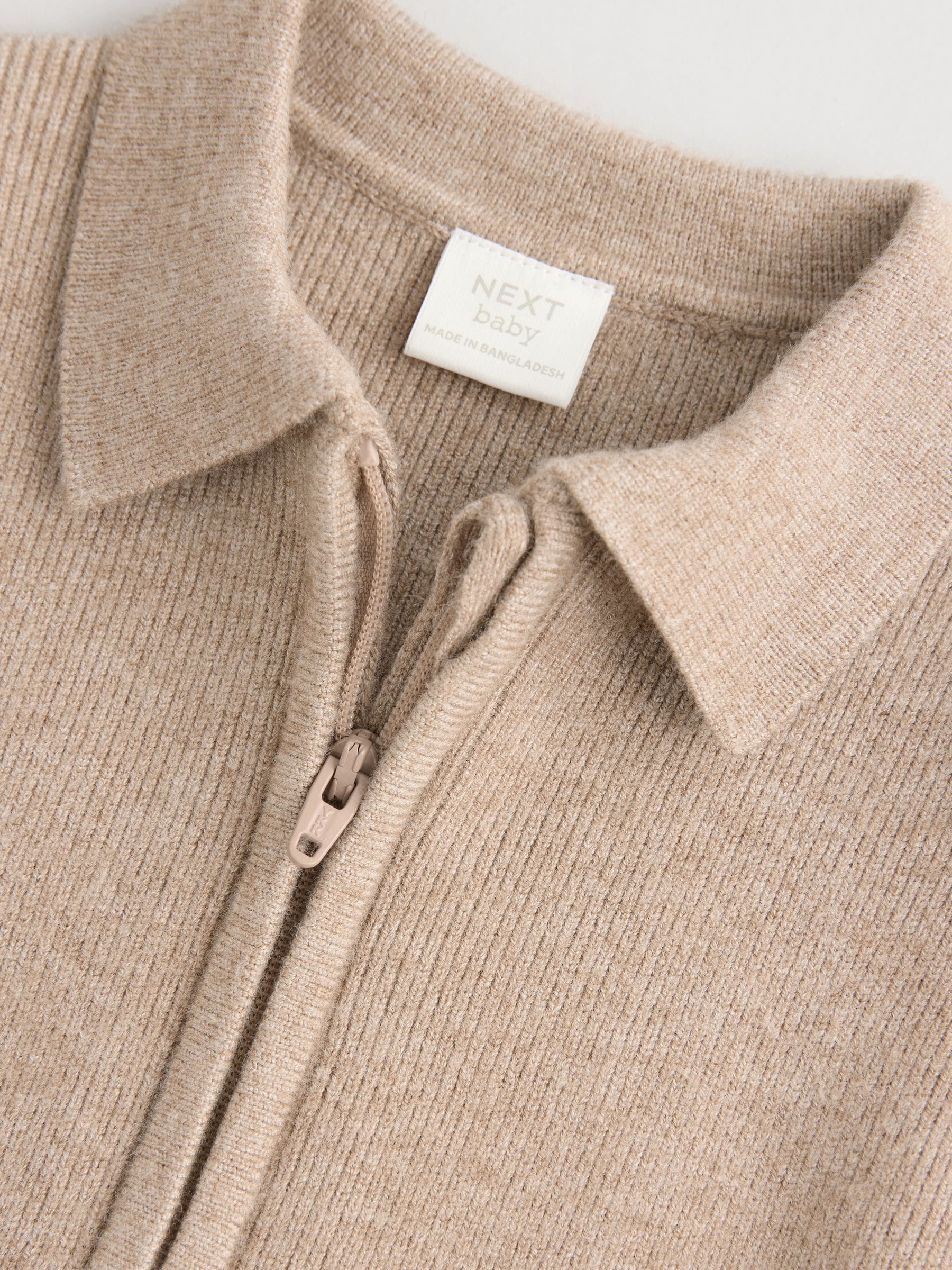 Buy Tan Brown Zip front knitted Shacket (0mths-2yrs) from the Next