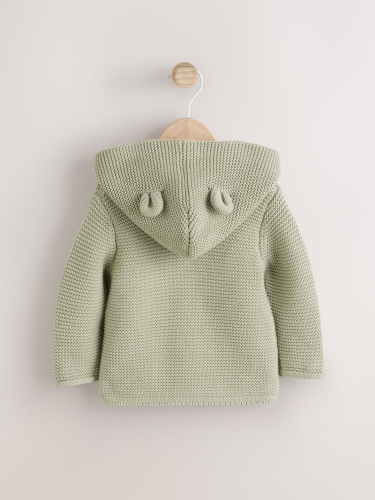 Sage Green Baby Knitted Hooded Cardigan (0mths-2yrs) - Image 2 of 5