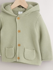 Sage Green Baby Knitted Hooded Cardigan (0mths-2yrs) - Image 3 of 5